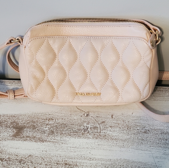 Vera Bradley Handbags - Vera Bradley Crossbody Purse.Quilted pink leather adjustable strap EUC